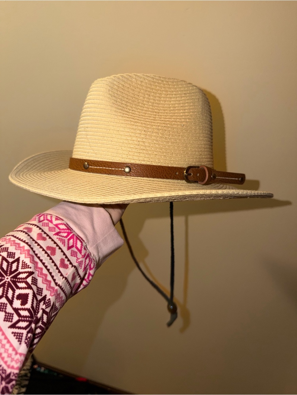 Women’s Straw Rancher Hat with Brown Leather Band